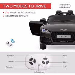 HOMCOM 12V Battery Licensed Audi TT RS Ride-On Car w/ Headlight, Black