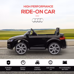 HOMCOM 12V Battery Licensed Audi TT RS Ride-On Car w/ Headlight, Black - Additional view 4