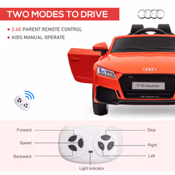 HOMCOM 12V Battery Licensed Audi TT RS Ride-On Car w/ Headlight, Red