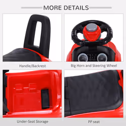 HOMCOM 3-in-1 Ride On Car Foot To Floor Slider Toddler w/ Horn Steering Red