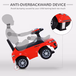 HOMCOM 3-in-1 Ride On Car Foot To Floor Slider Toddler w/ Horn Steering Red - Additional view 5