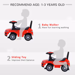 HOMCOM 3-in-1 Ride On Car Foot To Floor Slider Toddler w/ Horn Steering Red - Additional view 6