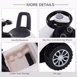 HOMCOM 3-in-1 Ride On Car Foot To Floor Slider Toddler w/ Horn Steering White