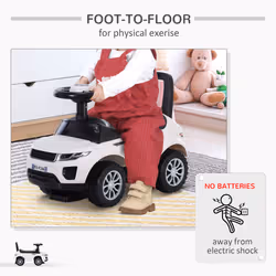 HOMCOM 3-in-1 Ride On Car Foot To Floor Slider Toddler w/ Horn Steering White