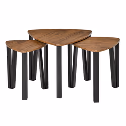 HOMCOM 3 PCs Nesting Table Coffee Table Set MDF Living Room Furniture