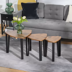 HOMCOM 3 PCs Nesting Table Coffee Table  Set MDF Living Room Furniture
