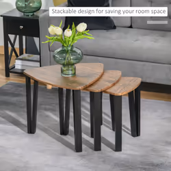 HOMCOM 3 PCs Nesting Table Coffee Table  Set MDF Living Room Furniture