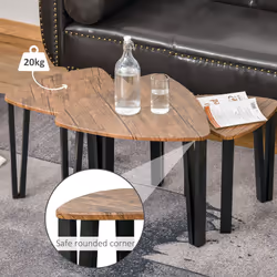 HOMCOM 3 PCs Nesting Table Coffee Table  Set MDF Living Room Furniture - Additional view 5