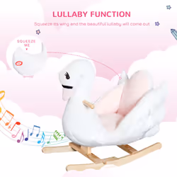 HOMCOM Kids Rocking Horse Ride On Swan Toy w/ Music Safety Seat for Toddler