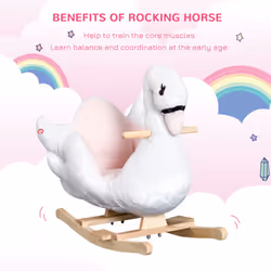 HOMCOM Kids Rocking Horse Ride On Swan Toy w/ Music Safety Seat for Toddler - Additional view 4