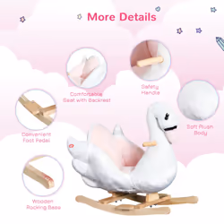 HOMCOM Kids Rocking Horse Ride On Swan Toy w/ Music Safety Seat for Toddler - Additional view 5