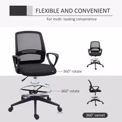 Vinsetto Draughtsman Chair Tall Office Chair with Adjustable Height - Additional view 5