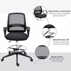 Vinsetto Draughtsman Chair Tall Office Chair with Adjustable Height - Additional view 6