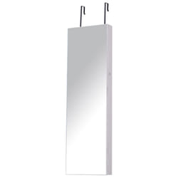 HOMCOM Hanging Mirrored Jewel Storage Cabinet with Lock LED White