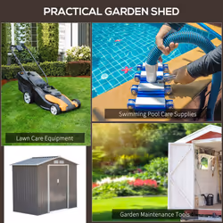 Outsunny 7 x 4ft Garden Shed Storage with Foundation Kit and Vents, Grey - Additional view 4