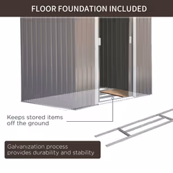 Outsunny 7 x 4ft Garden Shed Storage with Foundation Kit and Vents, Grey - Additional view 6