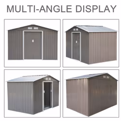 Outsunny Outdoor Storage Shed (Galvanised Metal Grey) - Additional view 6