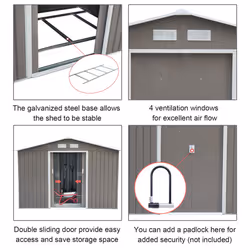 Outsunny Outdoor Storage Shed (Galvanised Metal Grey) - Additional view 8