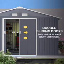 Outsunny 13 x 11ft Garden Shed Storage with Foundation Kit and Vents, Grey - Additional view 4