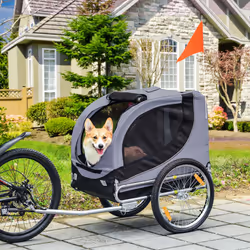 PawHut Pet Bicycle Trailer Steel Dog Bike Carrier Water Resistant Travel Grey
