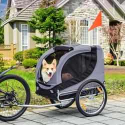 PawHut Pet Bicycle Trailer Steel Dog Bike Carrier Water Resistant Travel Grey