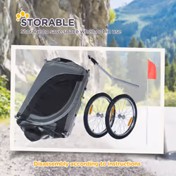 PawHut Pet Bicycle Trailer Steel Dog Bike Carrier Water Resistant Travel Grey