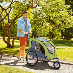 PawHut Pet Bicycle Trailer Water Resistant Carrier 3 Wheels Push Pull Brake