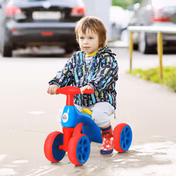 HOMCOM Baby Balance Bike Toddler Safe Training 4 Wheels Storage Bin Muti-Color