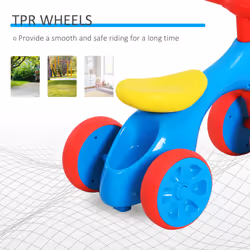 HOMCOM Baby Balance Bike Toddler Safe Training 4 Wheels Storage Bin Muti-Color