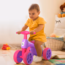 HOMCOM Baby Balance Bike Toddler Safe Training 4 Wheels Storage Bin Violet