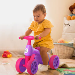 HOMCOM Baby Balance Bike Toddler Safe Training 4 Wheels Storage Bin Violet
