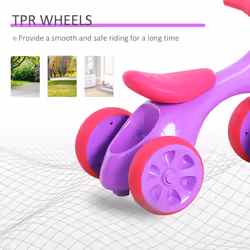 HOMCOM Baby Balance Bike Toddler Safe Training 4 Wheels Storage Bin Violet