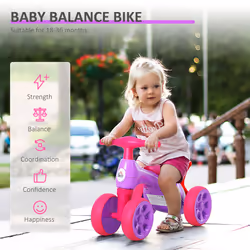 HOMCOM Baby Balance Bike Toddler Safe Training 4 Wheels Storage Bin Violet