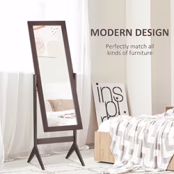 HOMCOM Freestanding Dressing Mirror 148x47cm Adjustable Angle Dark Brown Frame - Additional view 4