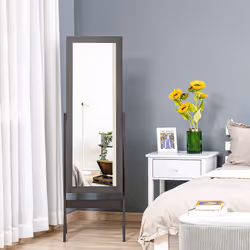 HOMCOM Freestanding Dressing Mirror 148x47cm Adjustable Angle Dark Brown Frame - Additional view 6