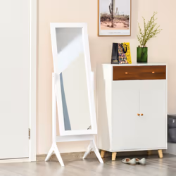 HOMCOM Freestanding Dressing Mirror 148x47cm Adjustable Angle White Frame Home - Additional view 4