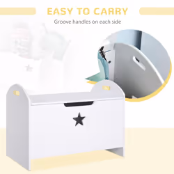 HOMCOM Kids Wooden Toy Children Box Storage Organizer Side Handle White - Additional view 4