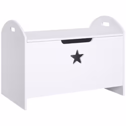 HOMCOM Kids Wooden Toy Children Box Storage Organizer Side Handle White - Additional view 8