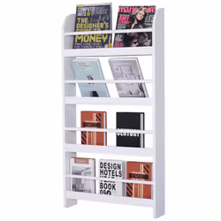 HOMCOM Wall-Mounted/Standing 4-Tier Wood Book Shelf Water Resist
