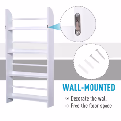 HOMCOM Wall-Mounted/Standing 4-Tier Wood Book Shelf Water Resist