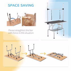 PawHut Metal Adjustable Dog Grooming Table Rubber Top 2 Safety Slings Mesh - Additional view 6