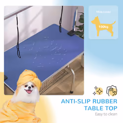 PawHut Metal Adjustable Dog Grooming Table Rubber Top 2 Safety Slings Mesh