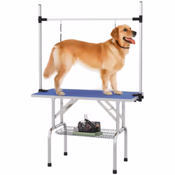 PawHut Metal Adjustable Dog Grooming Table Rubber Top 2 Safety Slings Mesh - Additional view 8