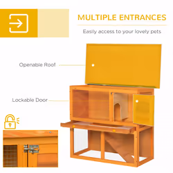 Pawhut 90cm 2 Tiers Rabbit Hutch Wooden Pet Cage Run Vintage Bunny House