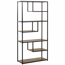 HOMCOM Wood Bookshelf Industrial Style 6 Tier Living Room Display Rack Organiser - Additional view 8