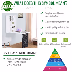 HOMCOM Multi-Functional Folding Wall-Mounted Drop-Leaf Table w/Chalkboard Shelf - Additional view 5