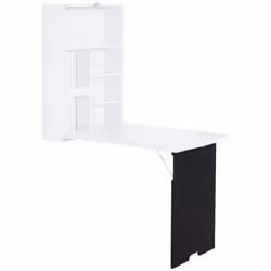 HOMCOM Multi-Functional Folding Wall-Mounted Drop-Leaf Table w/Chalkboard Shelf - Additional view 8