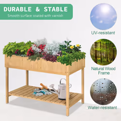 Outsunny Wooden Herb Planter Stand 8 Cubes Bottom Shelf Raised Bed Natural
