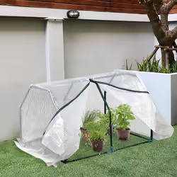 Outsunny Mini  Greenhouse Grow House PVC Cover Steel Frame White 99 x 71 x 60cm