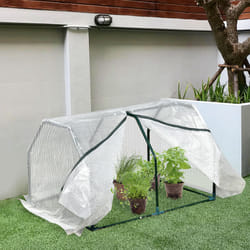 Outsunny Mini  Greenhouse Grow House PVC Cover Steel Frame White 99 x 71 x 60cm